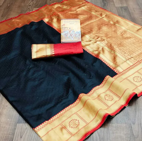 Dark_Blue_Woven_Kanjivaram_Silk_Saree_with_Saree_Cover